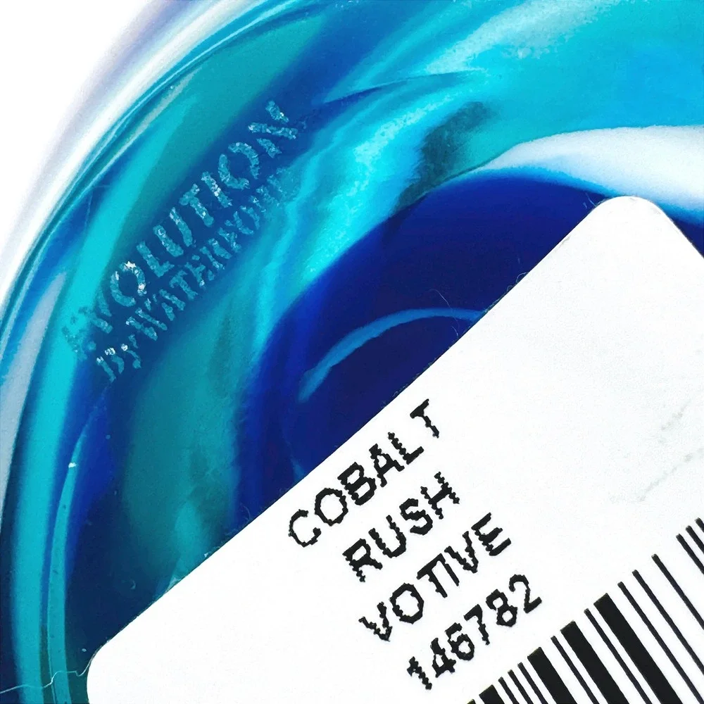 Waterford Evolution Cobalt Rush Art Glass Votive Bowl Candle Holder Poland